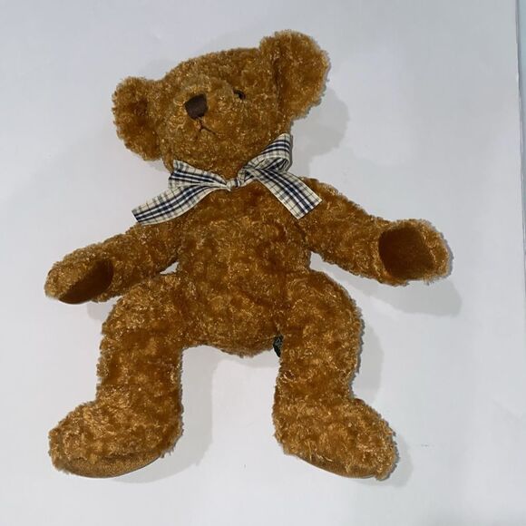 Russ Berrie Kembell Teddy Bear 14" Brown Plush Stuffed Bear With Plaid Bow - Picture 6 of 8